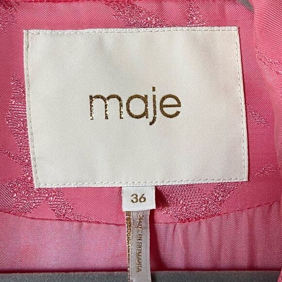 Maje Vala Jacquard Pink Blazer Bird Print Button Size S - Picture 12 of 13